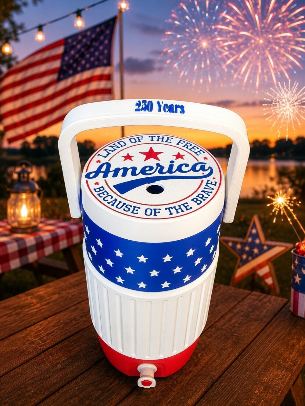 3D Printed Patriotic 16oz Can Cooler Cup Holder 4th of July Red White Blue USA